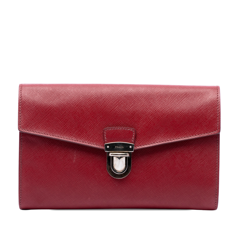 Pre-Loved Prada Saffiano Envelope Pushlock Clutch